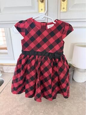 Just One You Red and Black Plaid Dress for Baby 12 Months